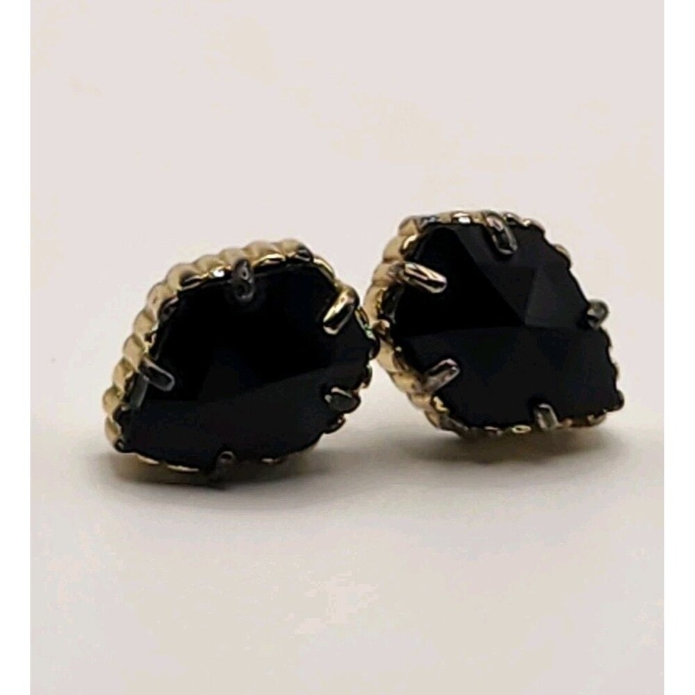 Kendra Scott Tessa Black Stud Earrings Gold Tone #5